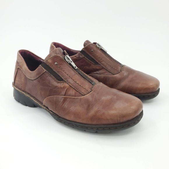 Josef Seibel Shoes - Josef Seibel | Brown Leather Front Zip Loafer